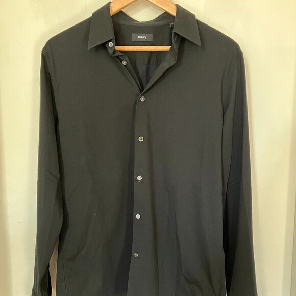 Theory Sylvain Shirt in Structure Knit in Black - Picture 1 of 3